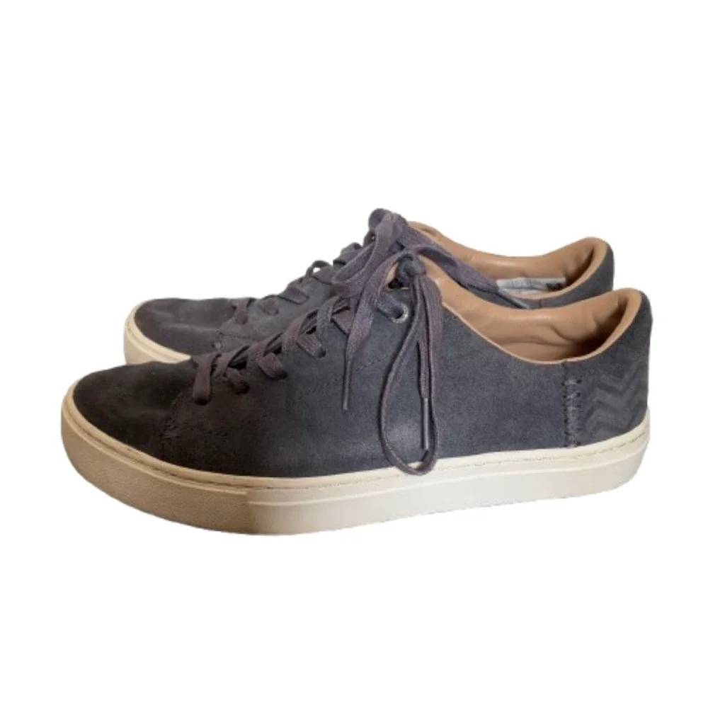 TOMS Lenox Suede Low Top Sneakers Charcoal‎ Grey Womens Size 7.5 Casual Shoes